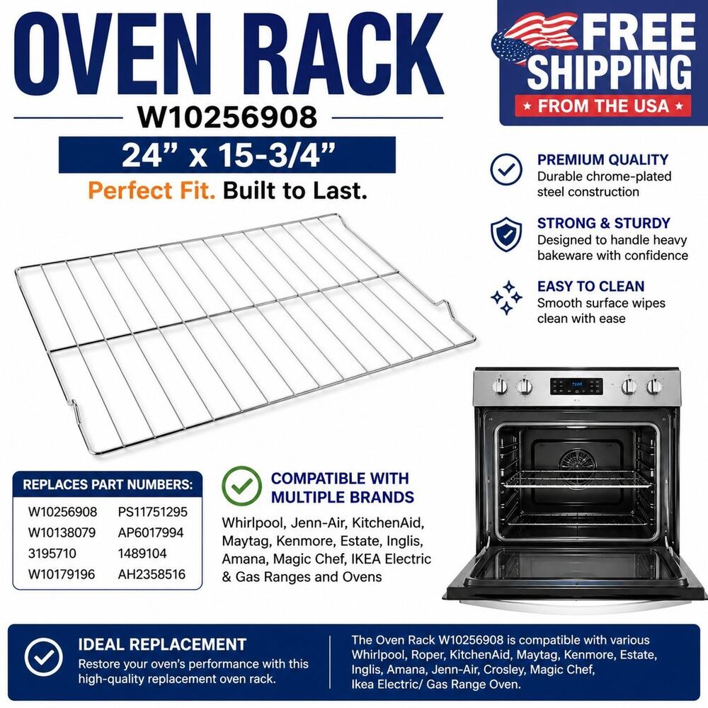 W10256908 Oven Rack for Whirlpool Jenn-Air 24x15.75" #R036